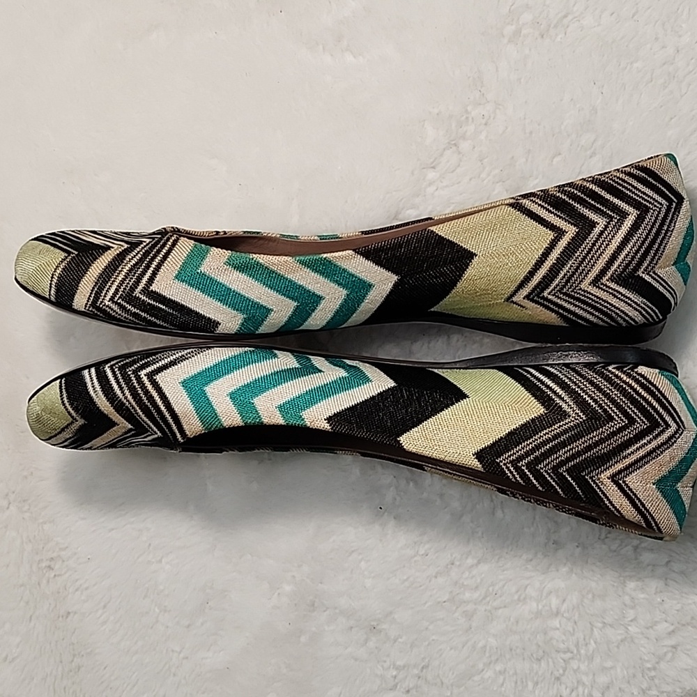 Missoni Chevron Ballet Flats Black / Green Size 39.5/ 9. - Picture 8 of 16